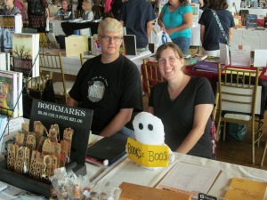 Authors Michael Evans and Stacey Longo at the Books & Boos table.