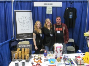 Authors Erin Thorne, Stacey Longo, and Rob Watts at the Books and Boos booth.