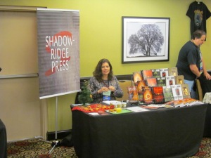 Author Tracy Carbone at the Shadowridge Press table.